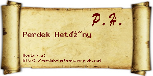 Perdek Hetény névjegykártya